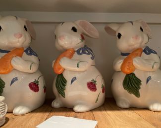 LENOX - Poppies on Blue Bunny Rabbit Cookie Jars