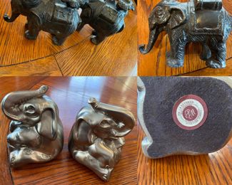 Pair Heavy Metal Elephant Candlesticks 

Pair PM Craftsman Brushed Brass Elephant Book Ends

