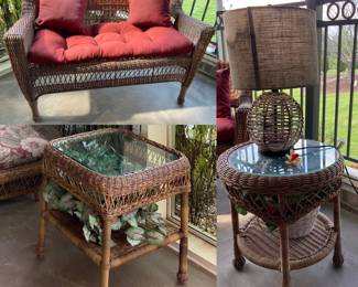 Resin Wicker All Weather Loveseat & 2 Side Tables
