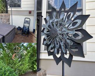 Large Metal Yard Art Windmill 