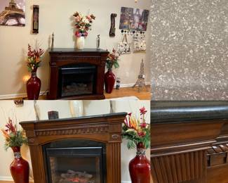 Twin Star Faux Electric Fireplace in Mahogany Mantle with Granite Top
