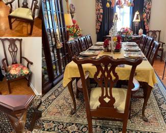 Thomasville Dining Table, 1 leaf, 8 Chairs