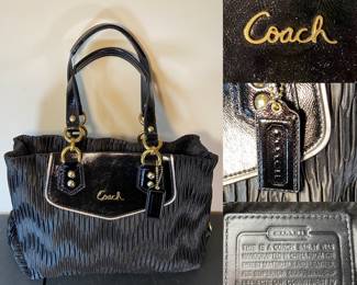 Black Coach Bag Patent Leather/Fabric 