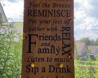 Large Wooden Porch Rules Hanging Sign