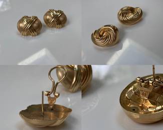 Hollow 14 kt Gold Pierced Love knot Shaped Earrings 
Hollow 14 kt Gold Pierced Brushed/Shiny Earrings 
