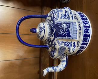 Porcelain Blue & White Elephant Teapot