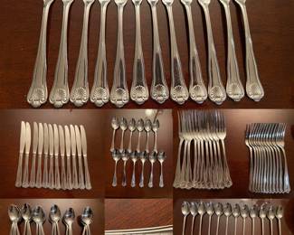 7 pc place setting service for 12 missing 1 Dinner fork, has 24 small spoons Supreme by Towle Stainless Flatware Korea 