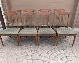 Set of 8 Lenoir mid-century modern chairs original upholstery is in poor condition
