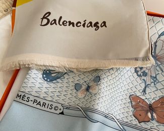 Vintage Balenciaga and Hermes silk scarves