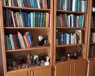 Three Bookshelves with storage, books on genetics