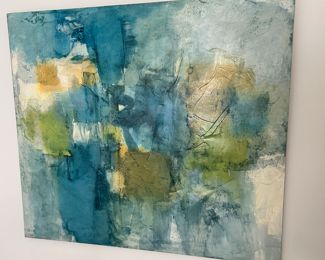 MCM Abstract Composition by Walter Edwin McCown (Texas, 1932 -1994) signed lower left measures 54" x 48" sans frame