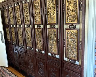 8-panel carved Asian (Taoist) screen