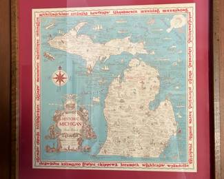 Framed Map of Michigan