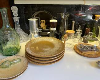 Frankoma, Couroroc, decanters entertaining and serveware vintage Pyrex