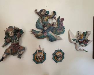 Chinese roof tiles and wall hangings