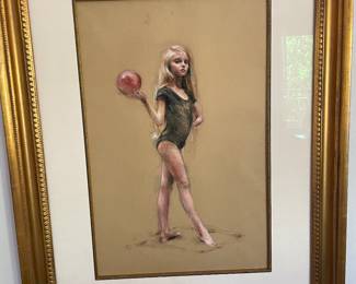 Circa 1993 Original 19 x 13  Pastel by Miles Williams Mathis, Texas signed and titled "Attitude" on verso.