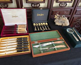 New in box, vintage gift sets, bone handled cutlery sets, etc.