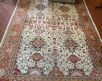 JAIPUR TABRIZ 6' X 9.2" Made in India Wool Pile/ Cotton Garden Scene $400