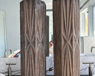 Pair of MCM chalkware column lamps, as is