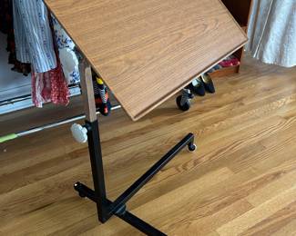 Danish Teak bedside or drafting table on casters