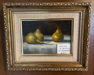  Jo McMasters (McAllen, Texas) 5" x 7" nicely framed still life oil painting, artist card on verso.