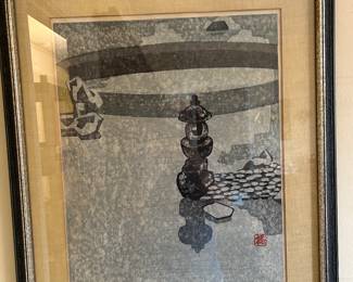 Hashimoto Okiie (1899-1993) 1962 woodblock print pencil signed, numbered and titled by artist