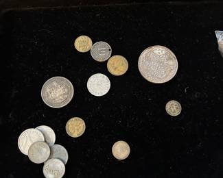 A small collection of  U.S and world coins