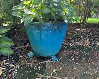 Blue Cement Planters (2)