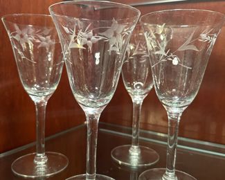 Vintage etched wine glasses