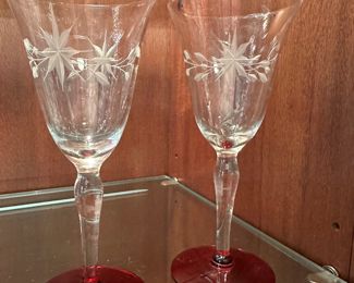 Westin Glass Ruby Footed Wine Glasses