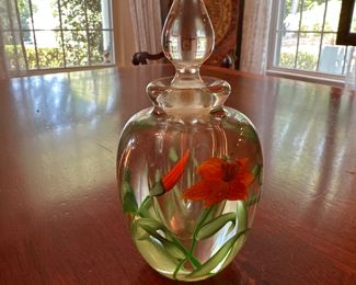 Signed 1988 Lumberg Art glass Perfume Bottle