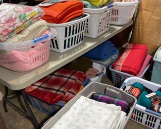 TONS OF WOOL BLANKETS, YARN AND FABRIC