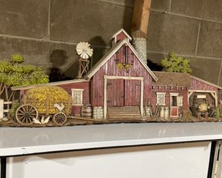 VINTAGE BURWOOD RED BARN WALL HANGING