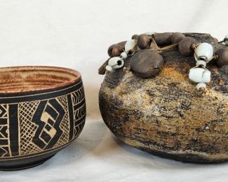 Neat Tinsman Studio Pottery Bowl & Raku Pot