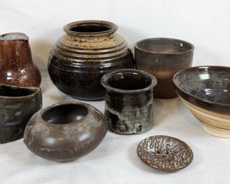 Glazed Brown Studio Pottery - Some are Signed