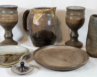 Brown & Tan Glazed Studio Pottery Stoneware