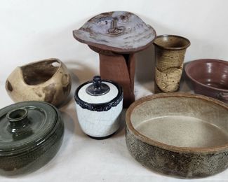 Unique Lot of Studio Pottery Terra Cotta - Signed