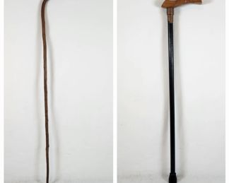 2 Canes Carved & Modern with Morgan Dollar Handle