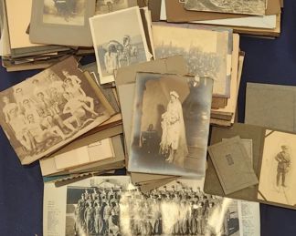 Box of Antique Photograph Cards Military Sports