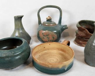 Brown & Turqouise Glazed Studio Pottery Signed