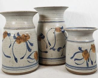 3 Signed Studio Pottery Crock Jars