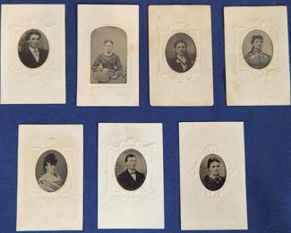 7 Small Antique Tintype Portrait Photographs
