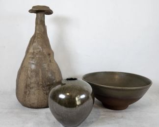 Signed Studio Pottery Vases & Tinsman Bowl