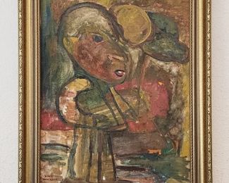 David Anderson 2001 Signed "Baloon Man" Painting