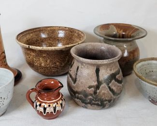 Caramel & Light Glaze Studio Pottery - Some Signed