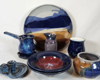 Lot of  Blue Glazed Studio Pottery