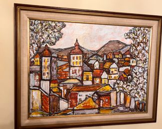 Mid century signed oil painting 