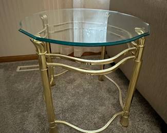 Glass and brass end table