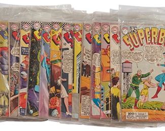 23
A Group Of DC Silver Age Superboy Comics
Comprising issues #117 (Vol. 1), #85, #87, #95, #100 (first Ultraboy), #120, #133, #134, #135, #136, #138, #141, #142, #144, #145, #147, #148, #153, #157, Annual #1 (Origin of Krypto), #12, DC-21, DC-15

23 pieces
Estimate: $200 - $400