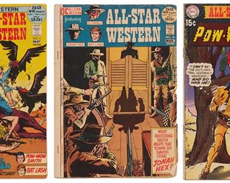 47
A Group Of Bronze Age DC All-Star Western Comics
Comprising All-Star Western (D.C. Comics) #1 (1970), #10 (1972), and #11 (1972)
All-Star Western #10 and #11 are the first two appearances of Jonah Hex

3 pieces
Estimate: $200 - $300